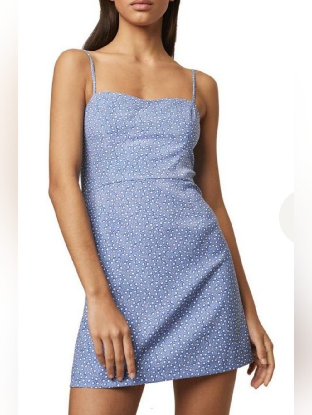 French Connection Women's Blue Polka Dot Spaghetti Strap Dress